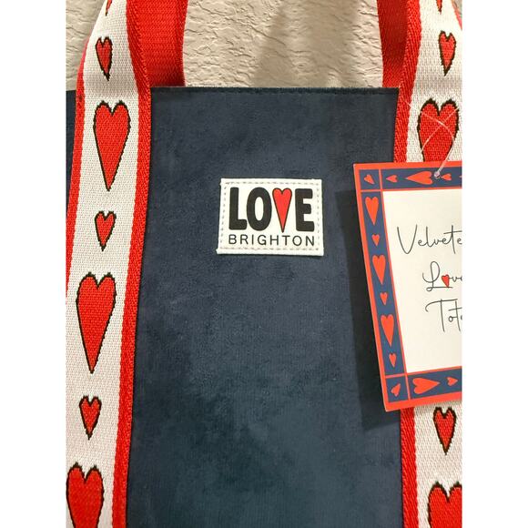 NWT BRIGHTON Limited Edition Velveteen Love Tote Bag Navy Blue - Picture 3 of 5